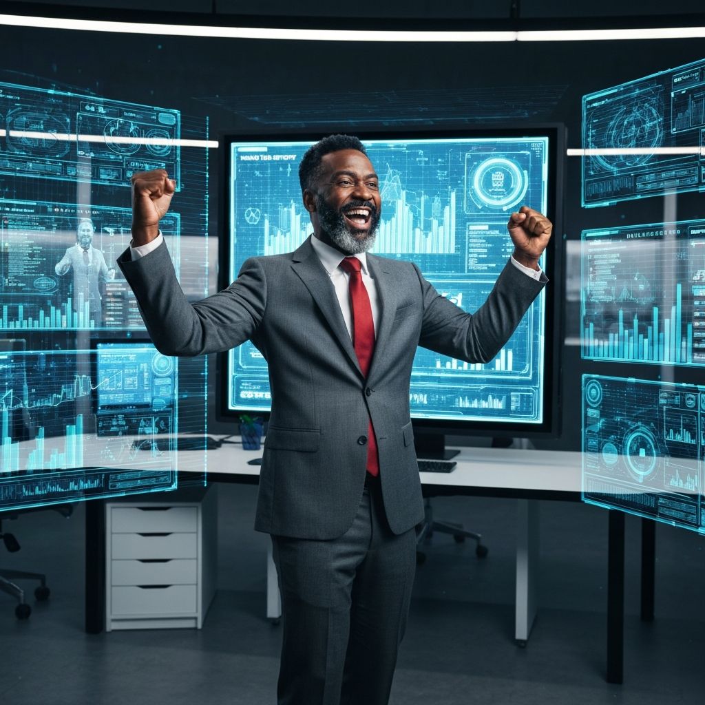 Successful Person in Futuristic Office